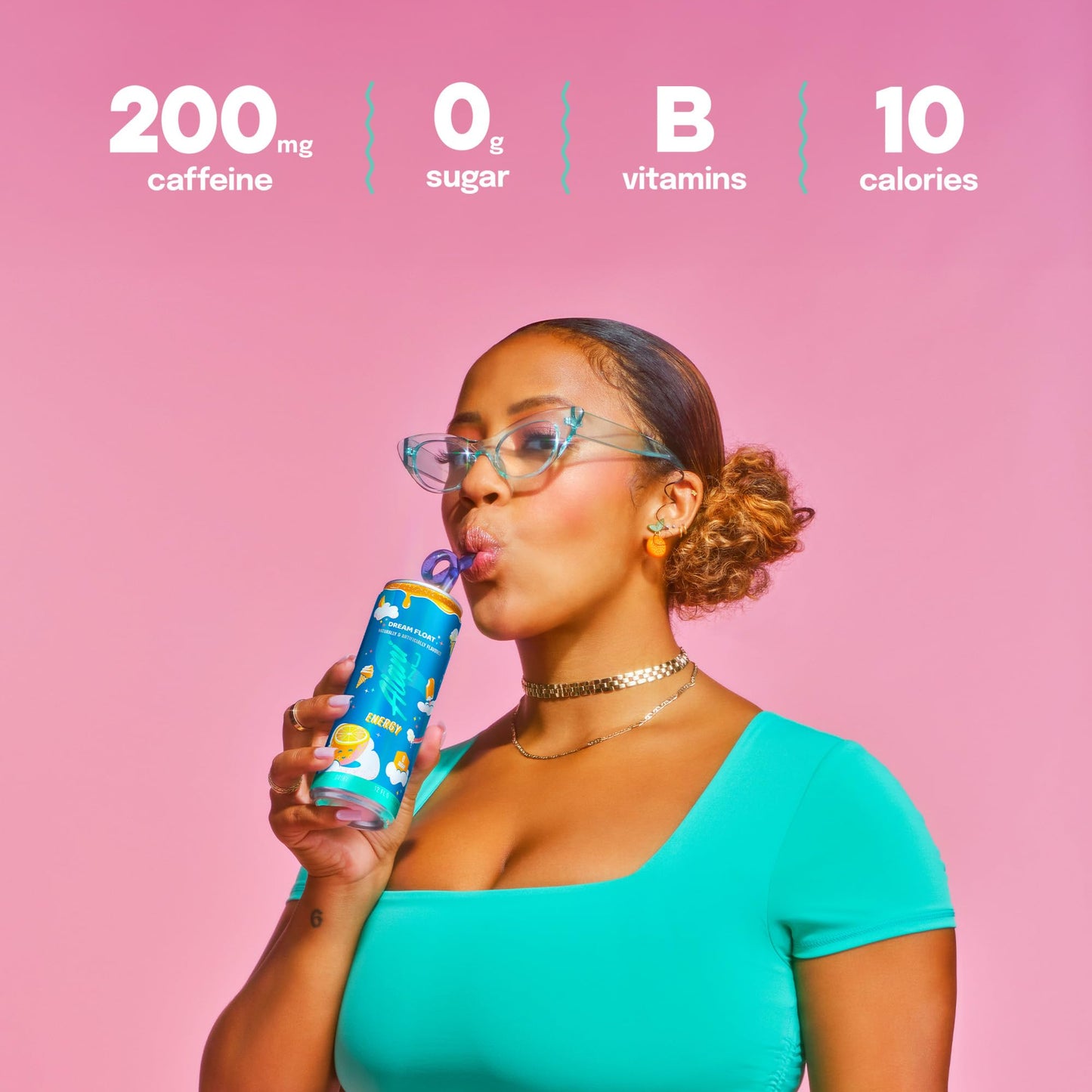 Alani Nu DREAM FLOAT  Sugar Free  Low Calorie Energy Drinks  200mg Caffeine  Biotin  B Vitamins  Zero Sugar  10 Calories  12 Fl Oz Cans  12 Pack