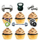 Mefeng Gym Theme Cupcake Toppers, Weight Lifting Cupcake Toppers For Cross Fit Party, Muscle Party And Fitness Themed Birthday P