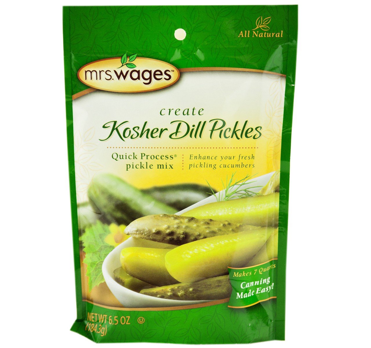Mrs. Wages Kosher Dill Pickle Canning Seasoning Mix, 6.5 Oz. Pouch (Pack Of 4)
