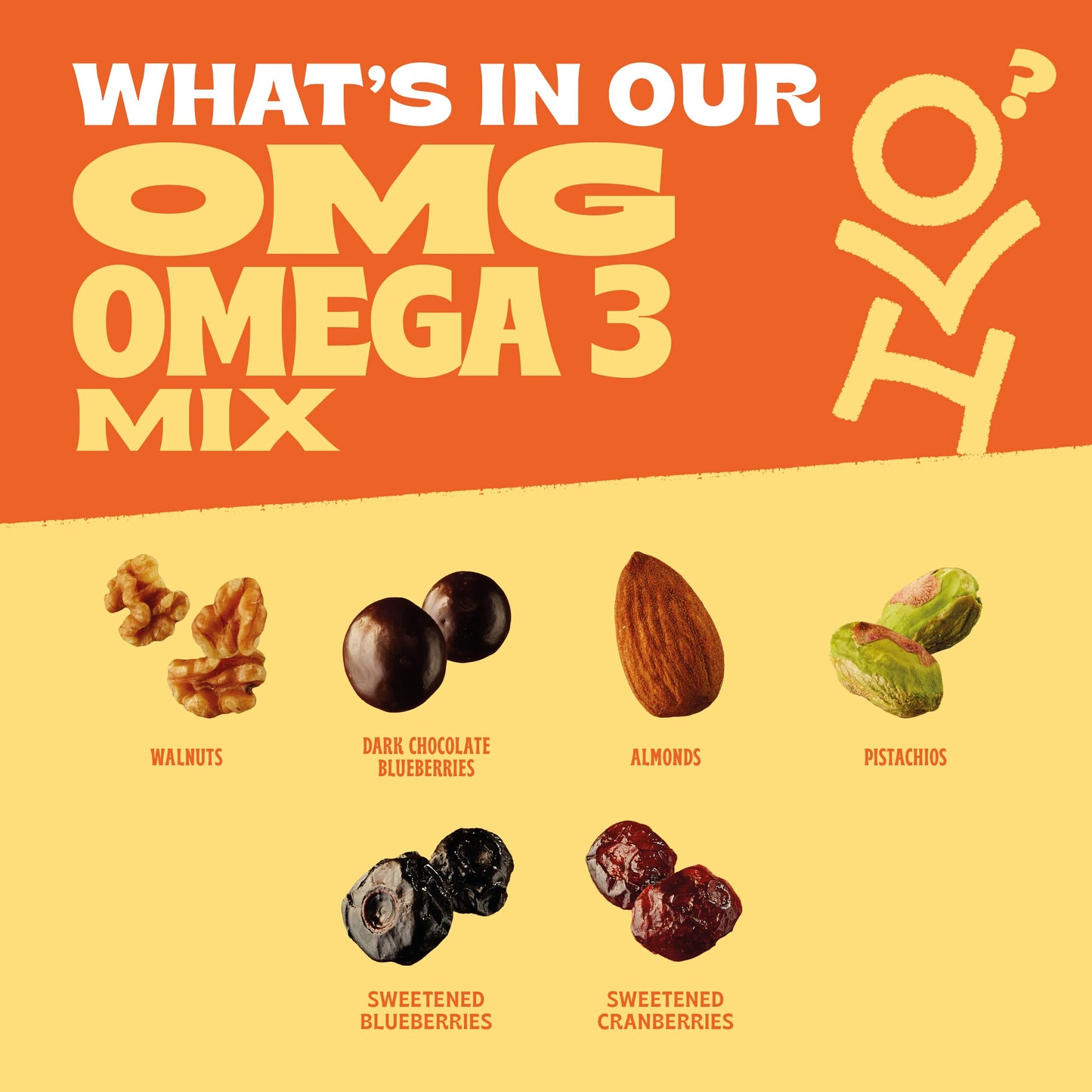 Orchard Valley Harvest Omg Omega-3 Mix, 2 Oz (Pack Of 14), Walnuts, Dark Chocolate Blueberries, Sweetened Cranberries, Almonds,