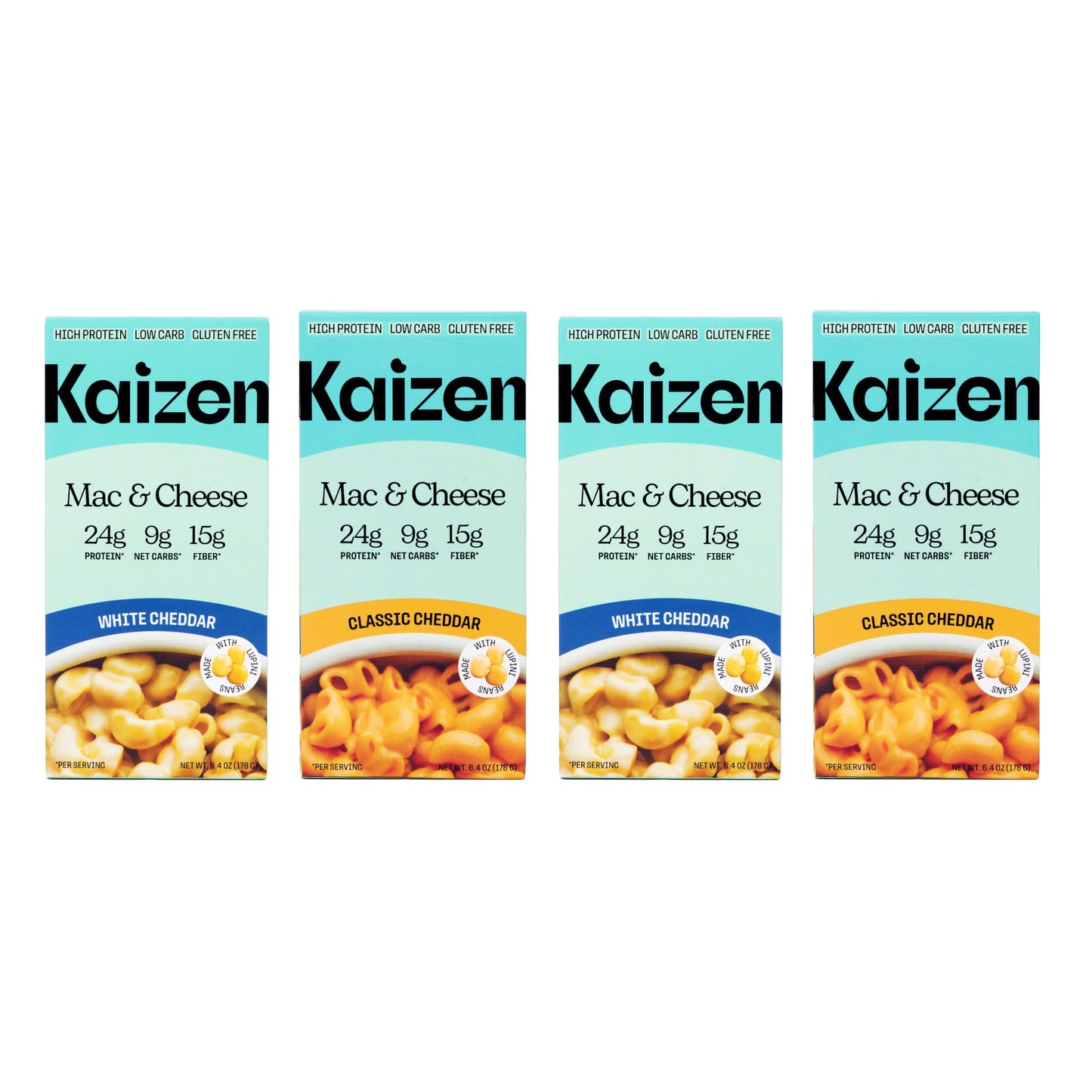 Kaizen Pasta Mac & Cheese Variety Pack - High Protein (24g), Low Carb, Keto- Friendly, Gluten-Free, Non-GMO - 6.4 Ounces (Pack o