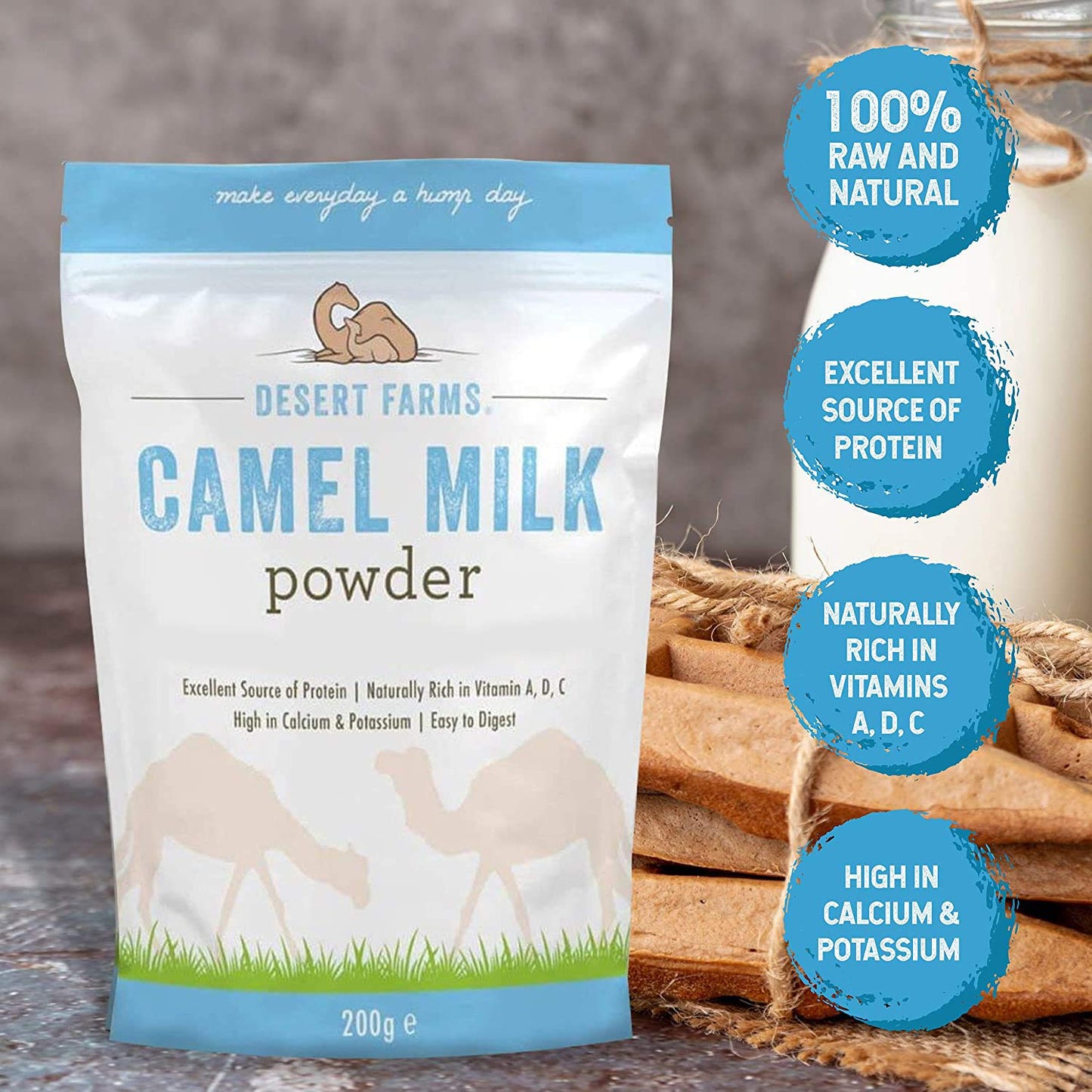 Desert Farms Organic Whole Camel Milk Powder, Non-GMO, Allergen Free, 200 Grams