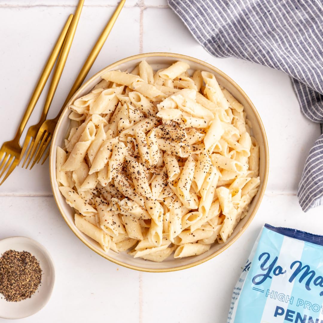 Yo Mamas Foods High Protein High Fiber Penne Pasta | (3) 10.6 Ounce Bags. | Plant Based, Low Glycemic, and Gluten Free with Cle