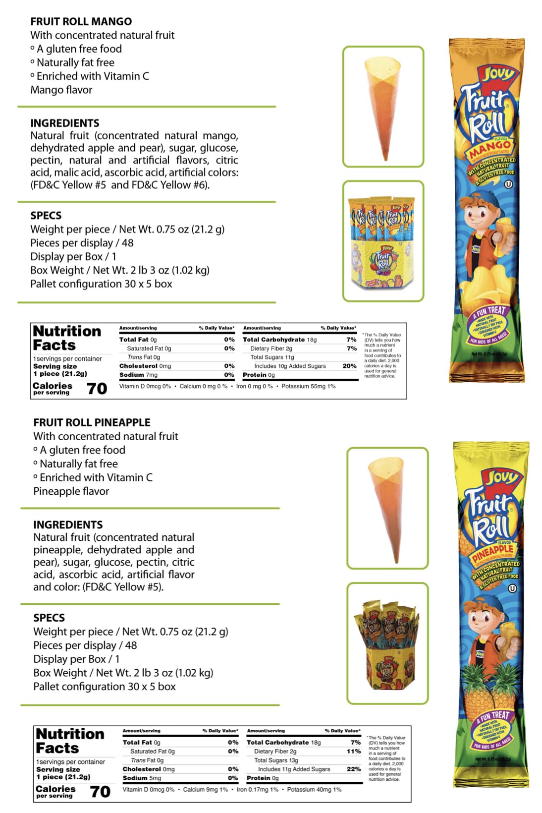 COMBO BREAKER JOVY FRUIT ROLL Variety Pack - 10 Natural Fruit Flavors, Fat Free, Gluten Free, 20 Count (0.75 oz each)