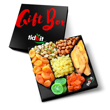 Tidbit Fruit & Nut Gift Basket Platter, 7 Piece Assortment, Multicolor, Perfect for Birthdays and Holidays