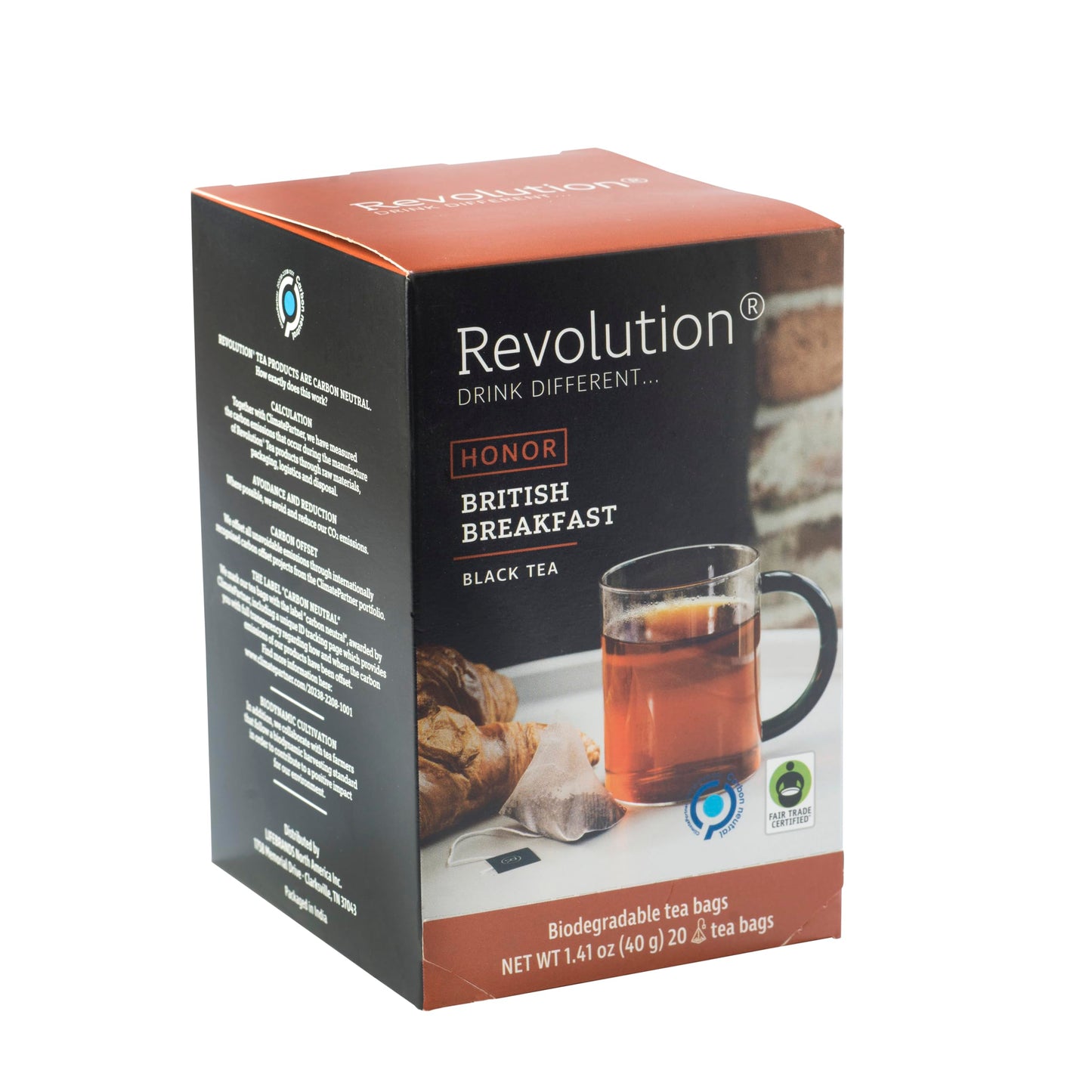 Revolution English Breakfast Tea - Premium Full Leaf, Biodegradable Infuser Bags, 20 Count