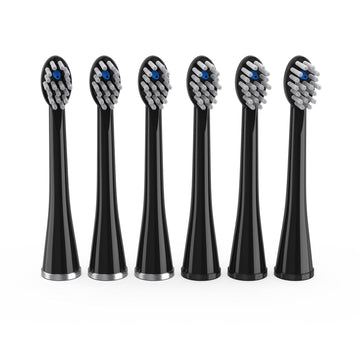 Waterpik Genuine Compact Size Replacement Brush Heads With Covers For Sonic-Fusion Flossing Toothbrush Sfrb-2Eb, 6 Count Black