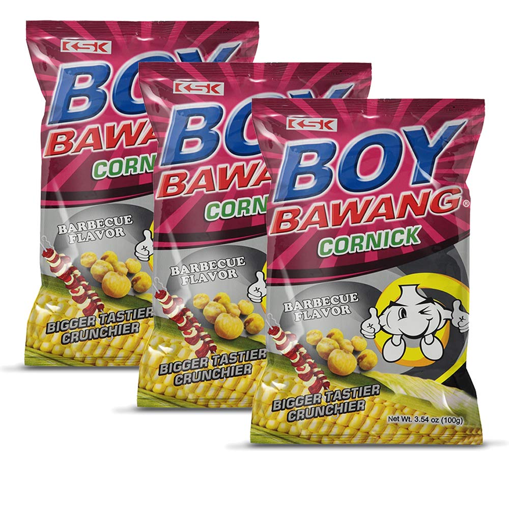 Boy Bawang Cornick, Barbeque - Crispy Tasty & Gluten-Free Corn Nuts 3.54 Ounces (100G), 3 Pack
