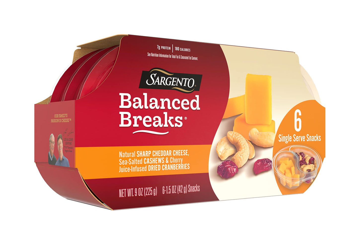 Sargento Balanced Breaks Natural Sharp Cheddar Cheese, Sea-Salted Cashews and Cherry Juice-Infused Dried Cranberries Snack Kit,