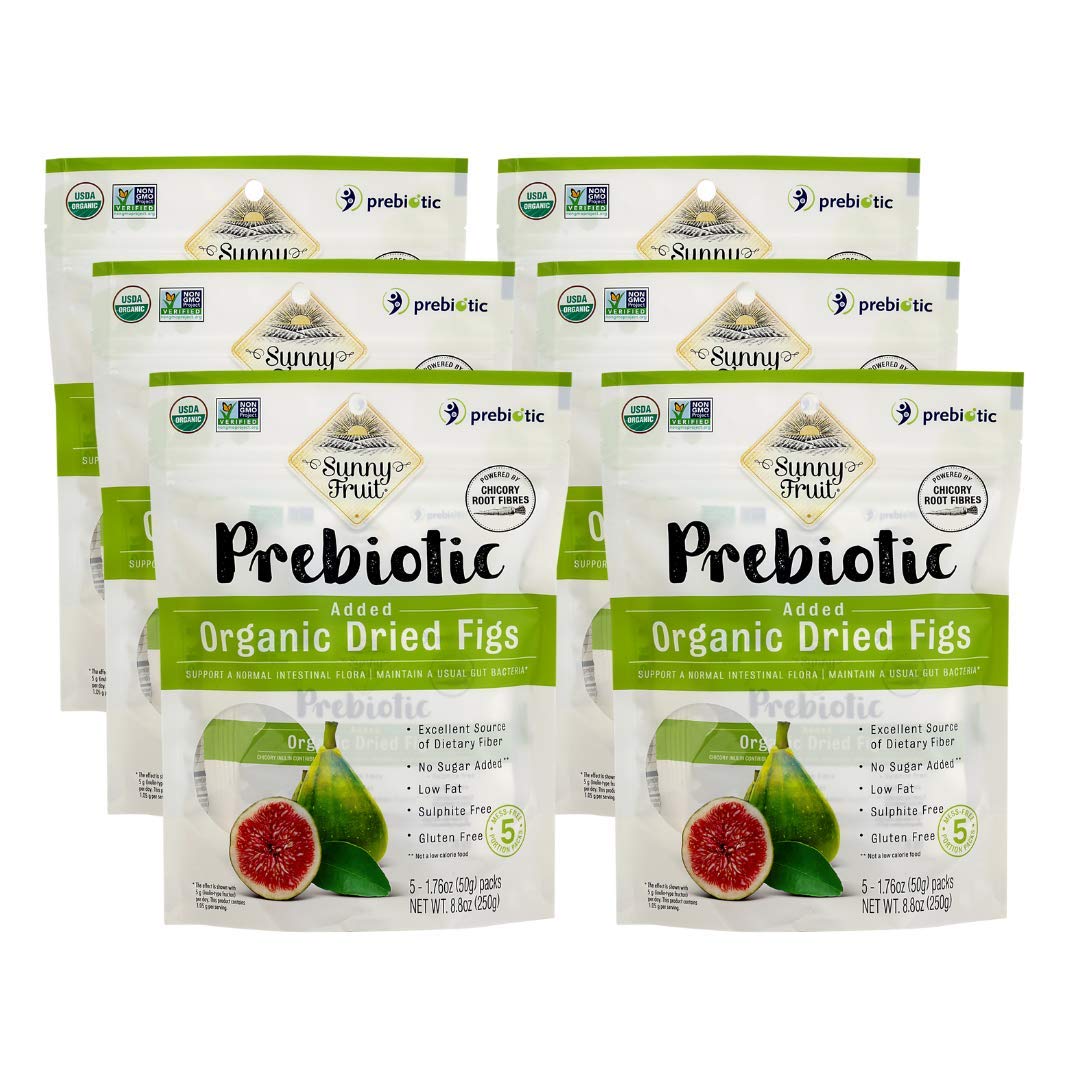 Organic Prebiotic Dried Figs - Sunny Fruit - (6 Bags) - (5) 1.76Oz Portion Packs Per Bag | Purely Figs - No Added Sugars, Sulfurs Or Preservatives | Non-Gmo & Kosher