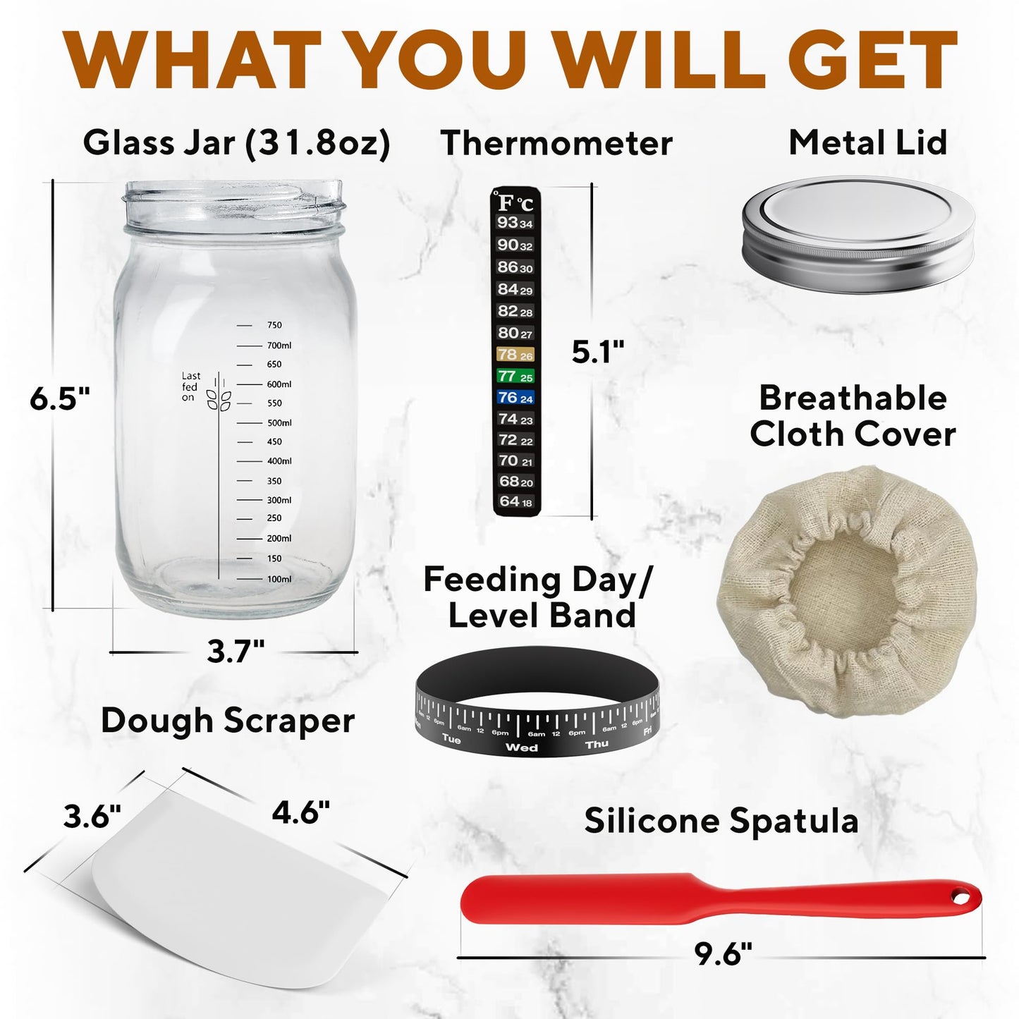 Benicci Sourdough Starter Kit - 31.8 oz Glass Jar - Reusable & Easy to Clean - Perfect for Bread Baking - Transparent