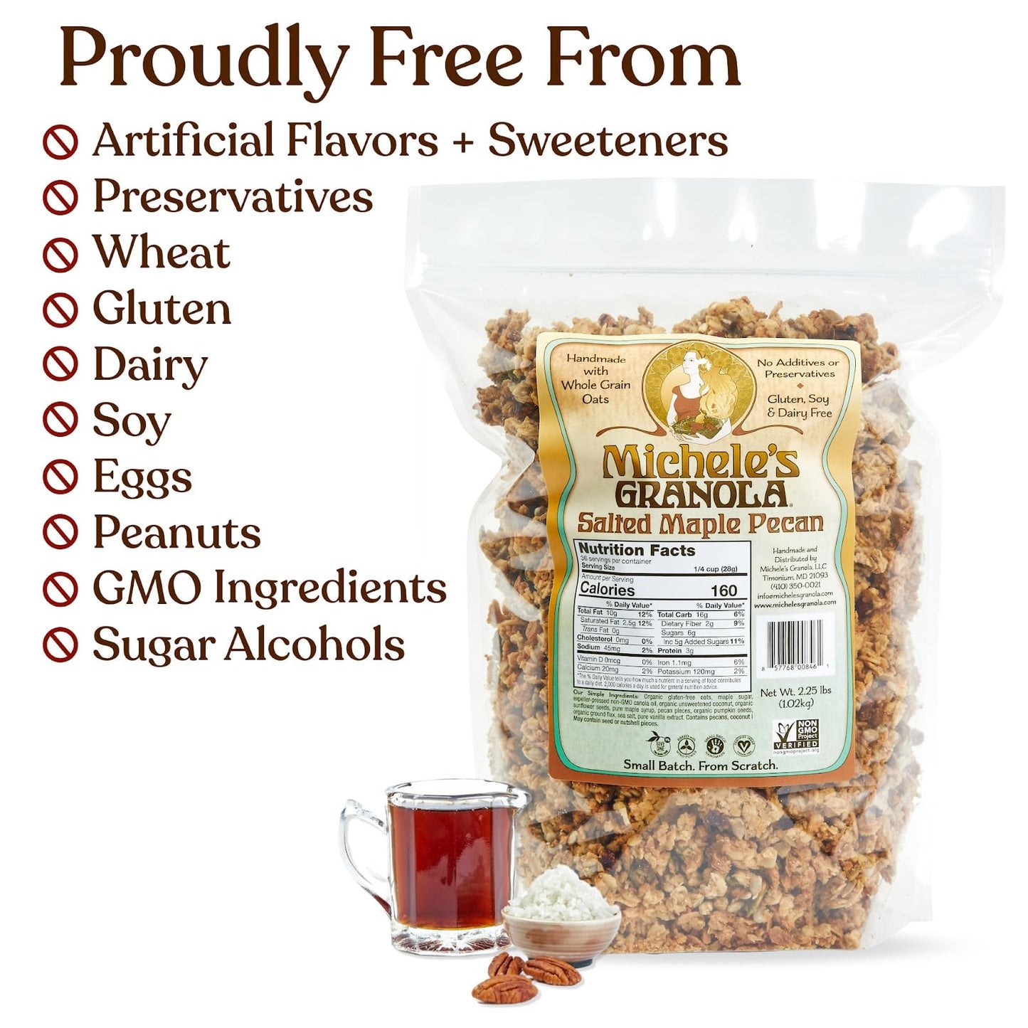 Micheles Granola Salted Maple Pecan, Handmade, Whole Grain, Vegan, Gluten-Free & Non-GMO, 36oz Resealable Bag