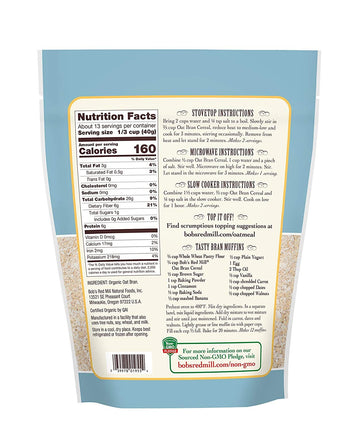 Bob's Red Mill Organic Oat Bran Hot Cereal 18 Ounce (Pack of 2)