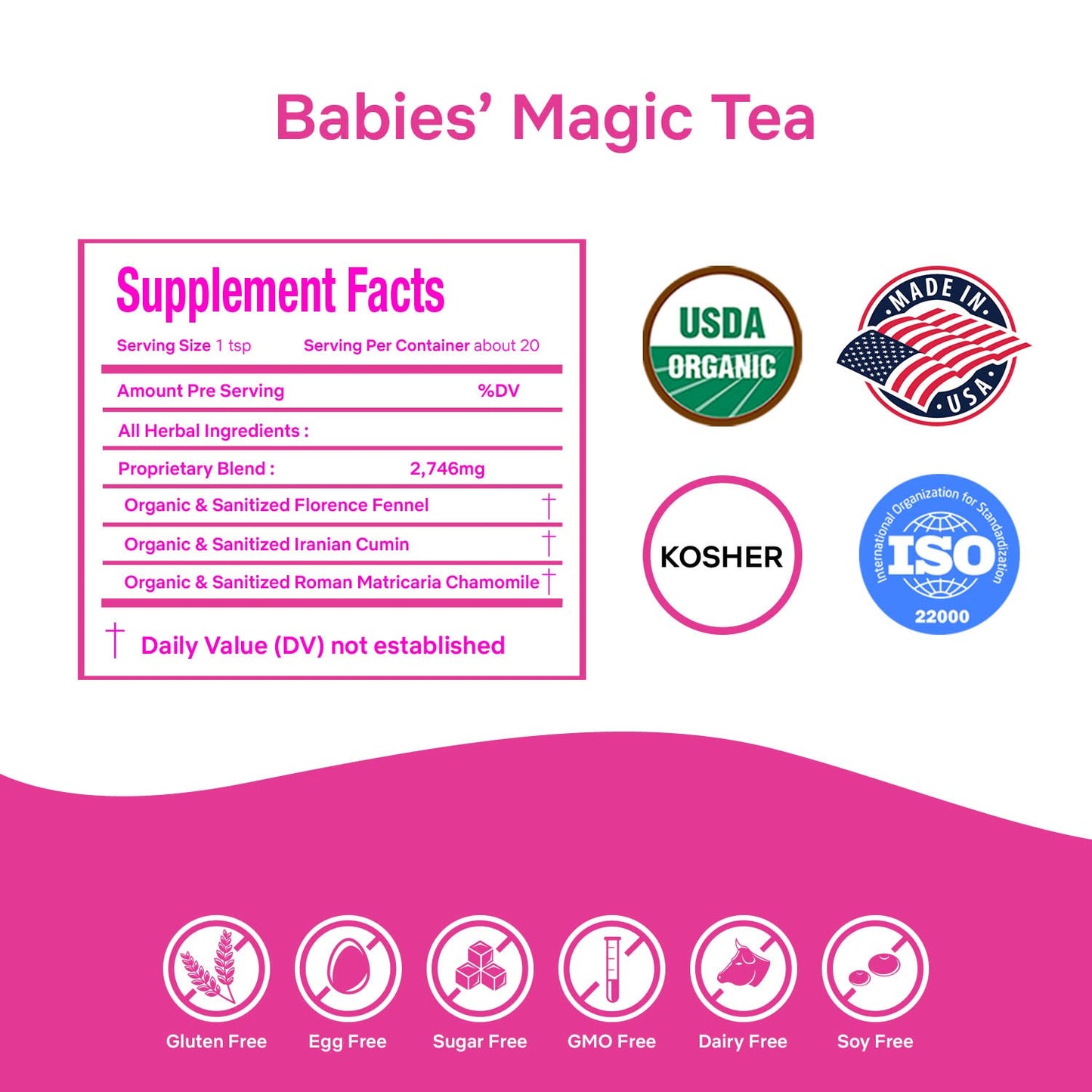 Secrets Of Tea - Babies Magic Tea: Natural Relief For Baby Colic And Gas - Usda Organic, Caffeine-Free, Promotes Better Sleep- 20 Count ((1 Pack)