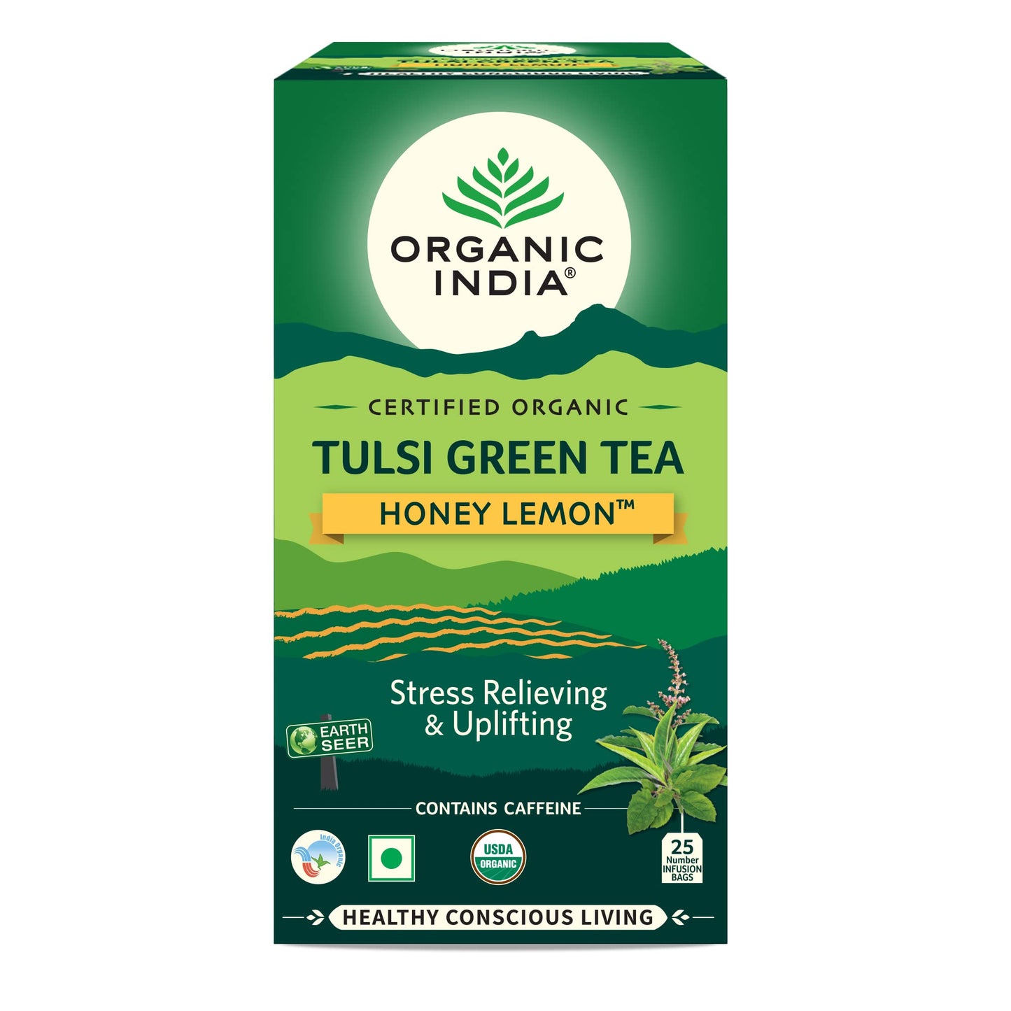 Organic India Tulsi Green Tea Honey Lemon 25 Teabags, 200 grams