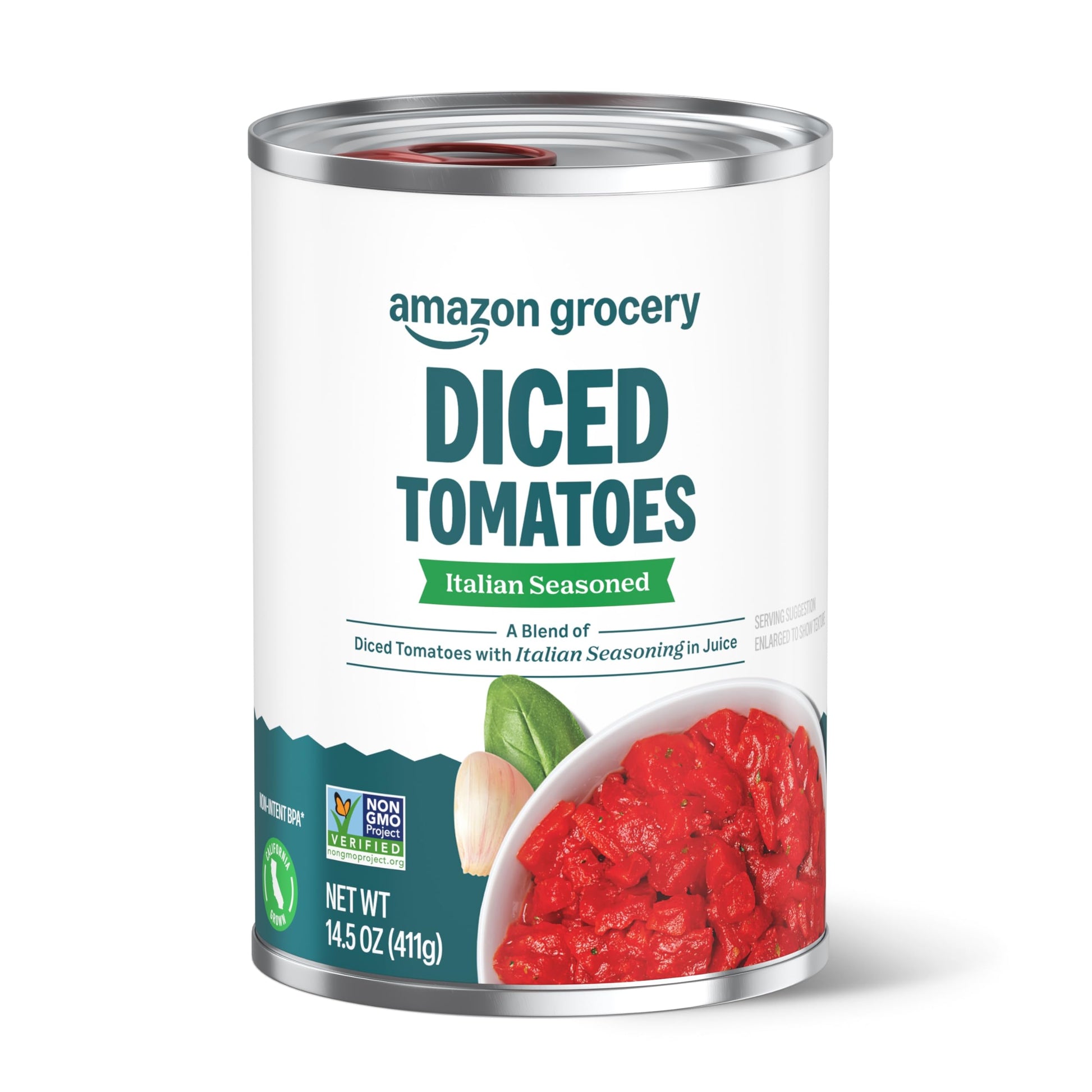 Amazon Grocery Italian Seasoned Diced Tomatoes, 14.5 Oz, Pack of 1