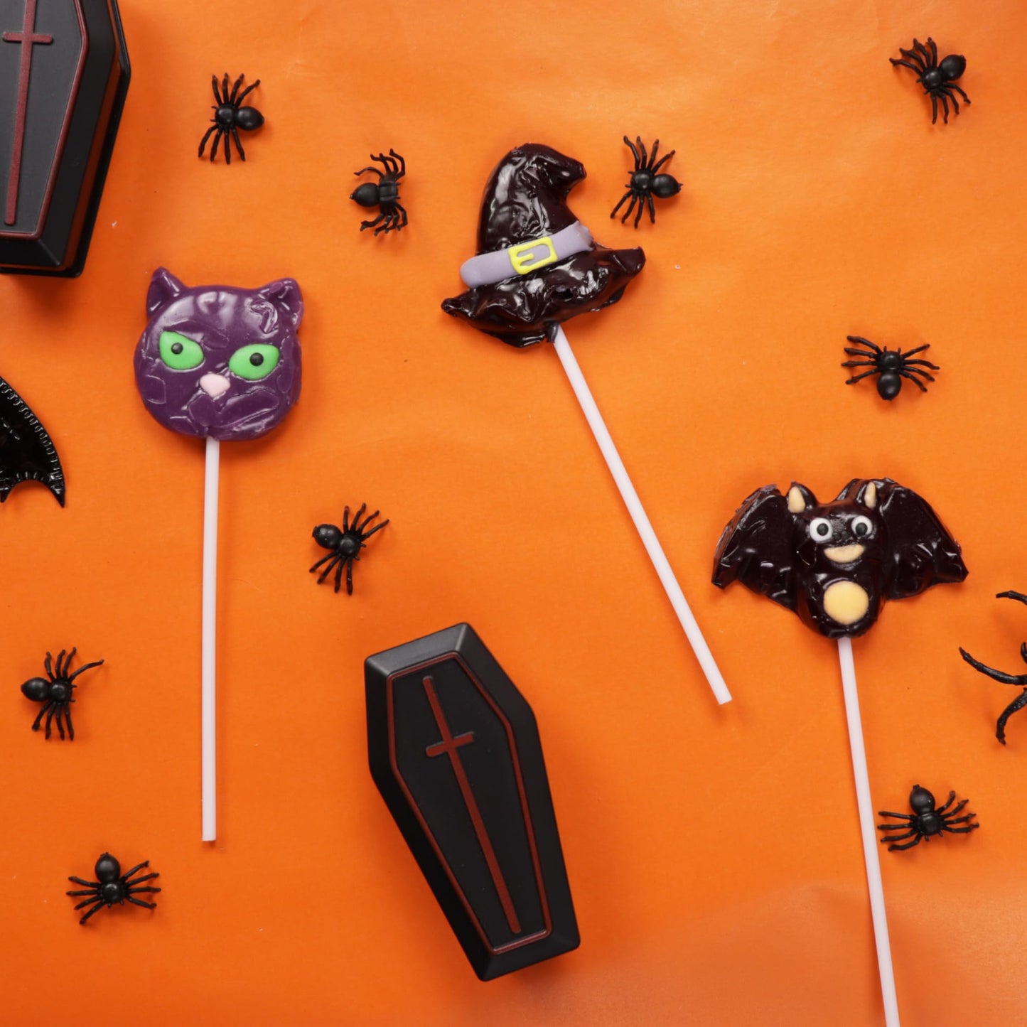 Sweetzo Halloween Lollipops, Cat, Bat, Witch Hat, 24 Count, Individually Wrapped, 15.7 x 7.8 x 17.6 cm