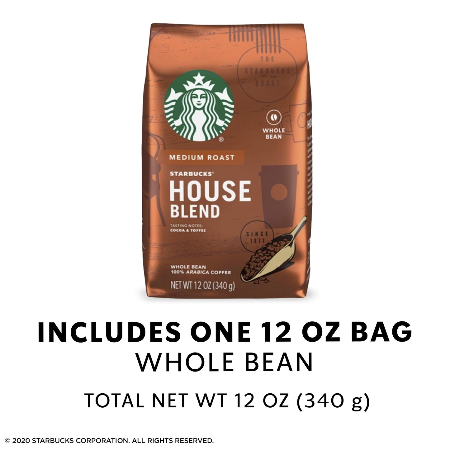 Starbucks Whole Bean Coffee, House Blend, 12 Ounce Bags, Pack of 3