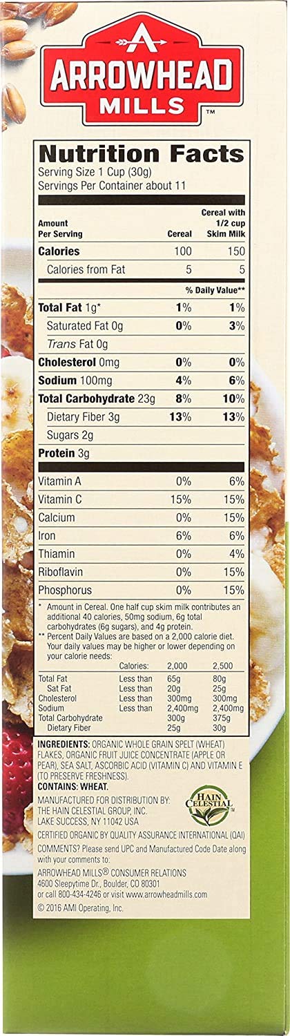 Arrowhead Mills Organic Spelt Flakes Cereal (3X12 Oz.)