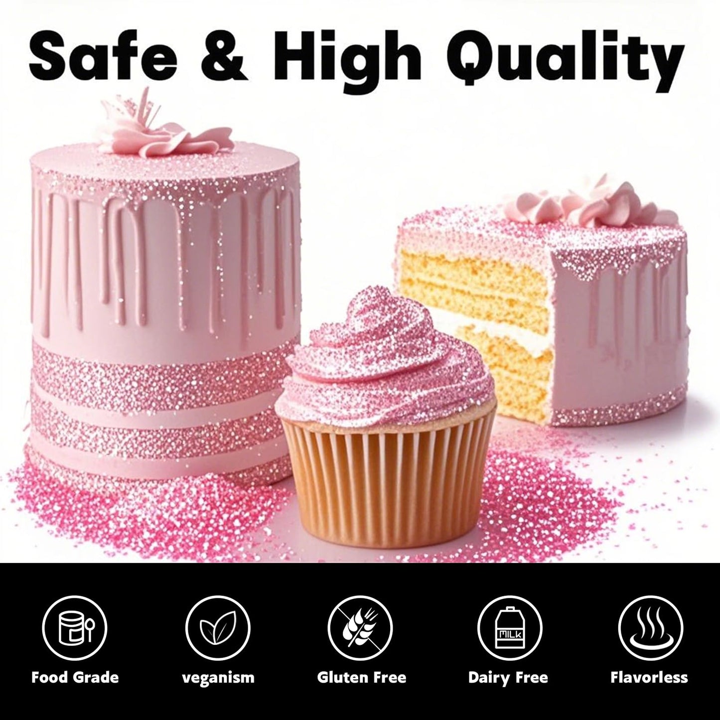 CAKESTAR Edible Glitter Spray, 10g Luster Dust for Cakes & Drinks, Hot Pink