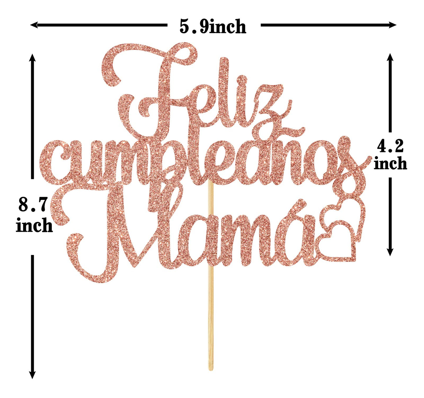 Ferastar Feliz Cumpleaos Mama Cake Topper, Best Mom Ever, Happy Mothers Day, Mom Birthday Party Decorations Rose Gold Glitter.
