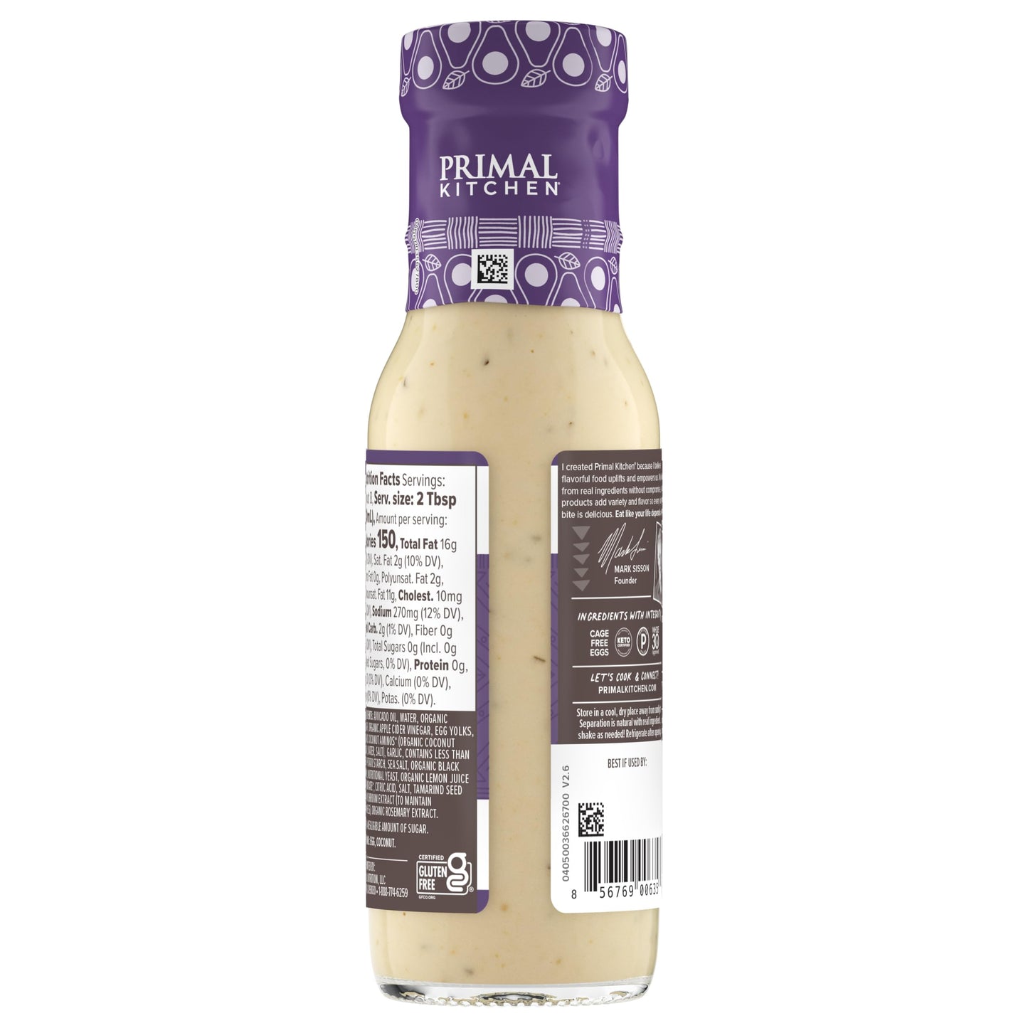 Primal Kitchen Caesar Salad Dressing & Marinade, Avocado Oil, Whole30 Approved, 8 Fl Oz, White/Green