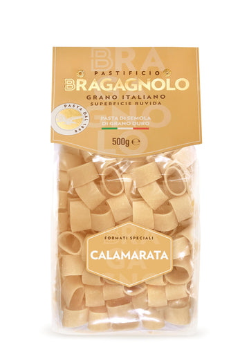 Pastificio Bragagnolo, Calamarata 877 Bronze-Drawn, 100% Italian Pasta, Made with Durum Wheat Semolina Flour, Non GMO (1 LB. BAG