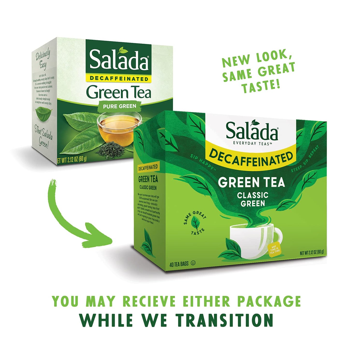 Salada Decaffeinated Green Tea, Zero Calorie Green Tea, Rich And Smooth Taste Green Tea Blend, Great Iced Or Hot, 40 Individuall