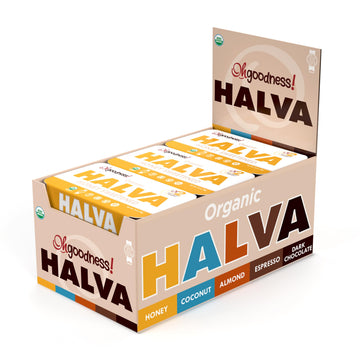 Organic OhGoodness! Honey Halva - Case Of 12 - Only TWO Simple Ingredients, Melt-in-Mouth Snack & Dessert, Honey Sweetened Treat