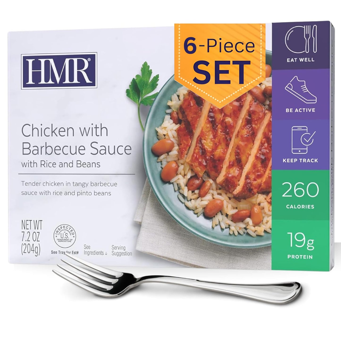 HMR Chicken with Barbecue Sauce Entr  e | Pre-packaged Lunch or Dinner | Ready to Eat | 19g of Protein | Low Calorie Food | 7.2o