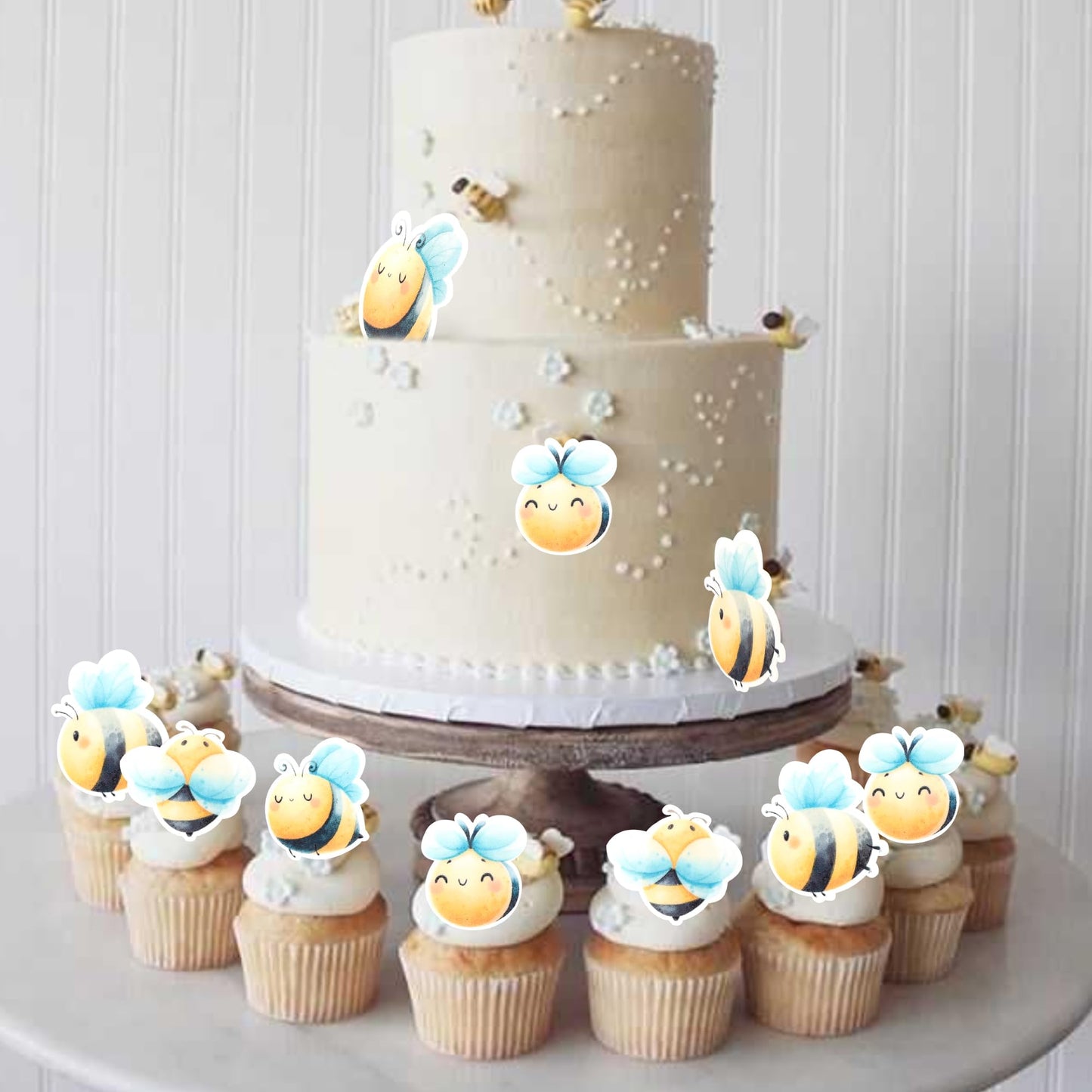 60 Pcs Edible Bumble Bee Cupcake Toppers Waper Paper Honey Bee Party Decorations Edible Oh Babee Cupcake Picks For Bee Theme Bab