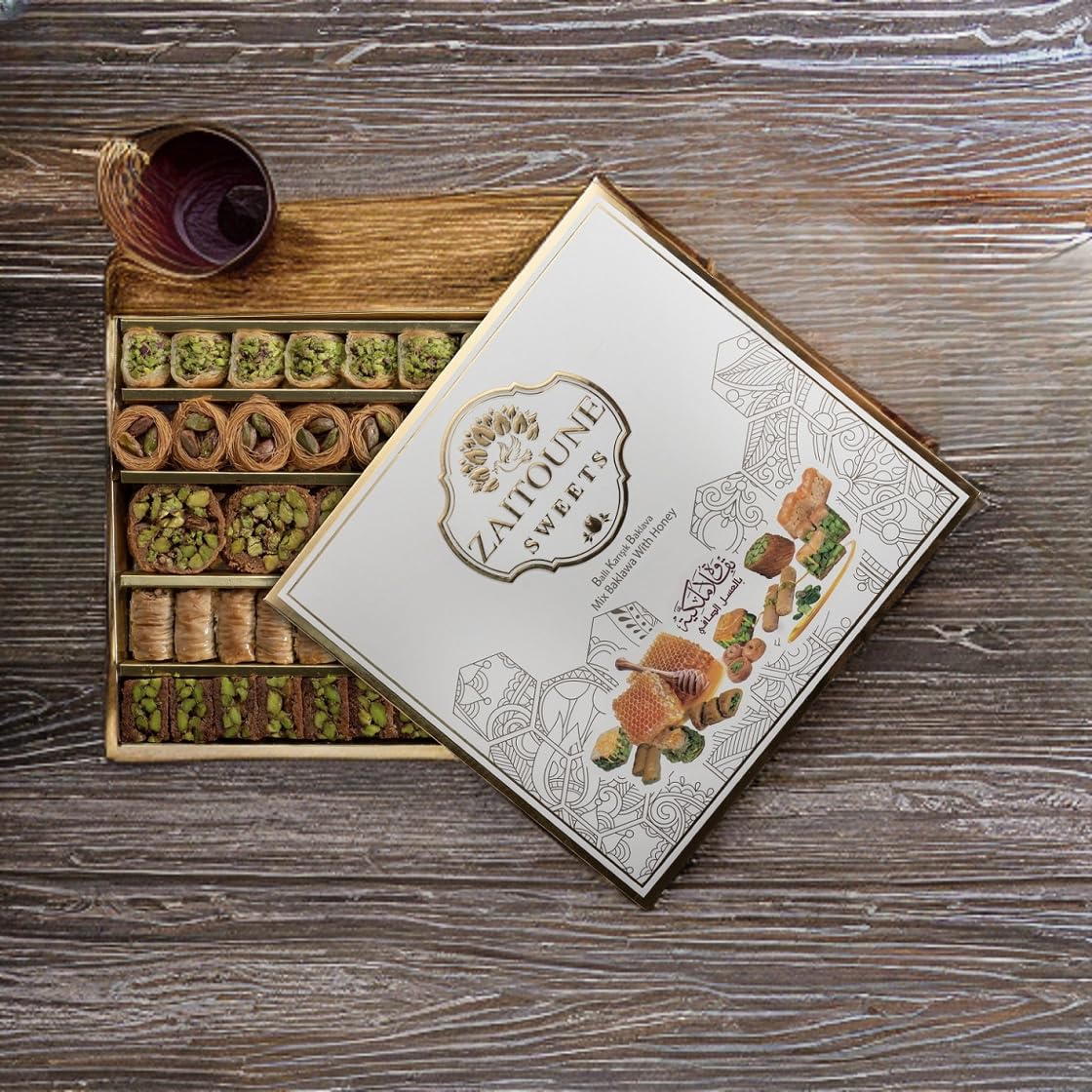 Zaitoune Pistachio Baklava With Honey - 1.1 Lb | Luxury Pastry Assortment | Arabic Dessert With Authentic Flavors In Beautiful G