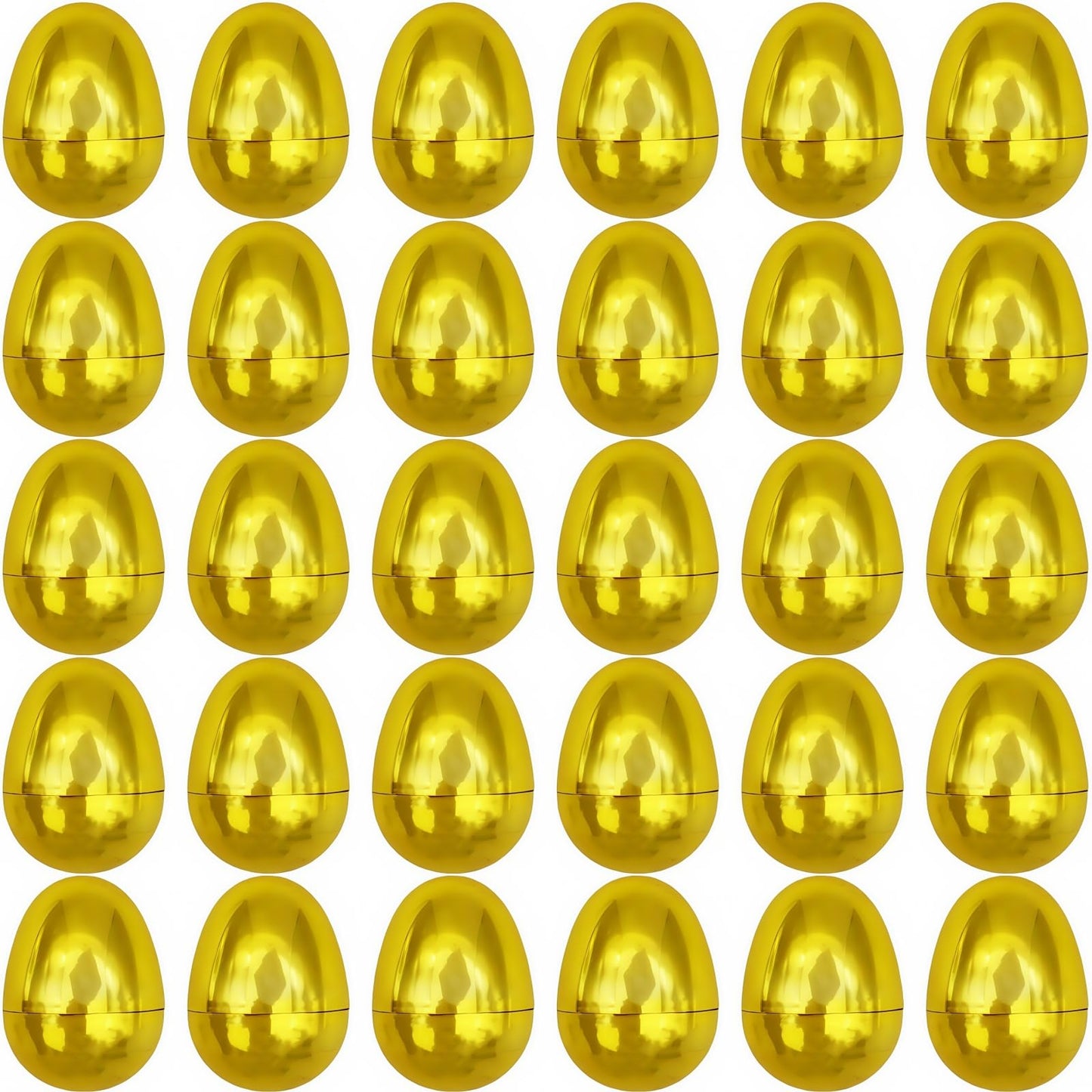 GCQJOQ Plastic Easter Eggs for Holiday Decorations and Celebrations, 30 Pcs (Gold)