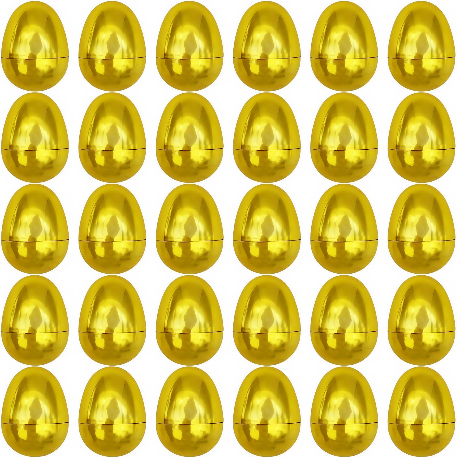 GCQJOQ Plastic Easter Eggs for Holiday Decorations and Celebrations, 30 Pcs (Gold)