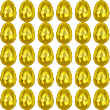 GCQJOQ Plastic Easter Eggs for Holiday Decorations and Celebrations, 30 Pcs (Gold)