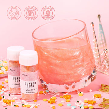 Rose Gold Edible Glitter For Cocktails, 5G Food Grade Glitter, Rose Gold Luster Dust Edible For Drinks, Cake Decorating, Cookies