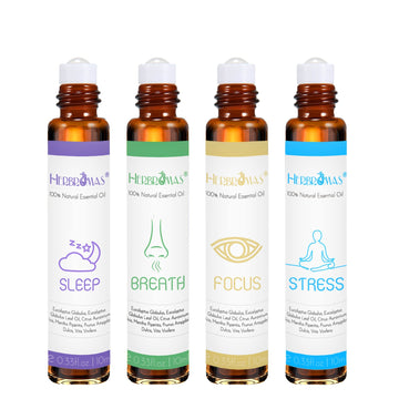 Herbromas Aromatherapy Oils Roller Set, Natural Pre-Diluted Essential Oils Roll On With Glass Rollerball, Relaxation Gift For Wo