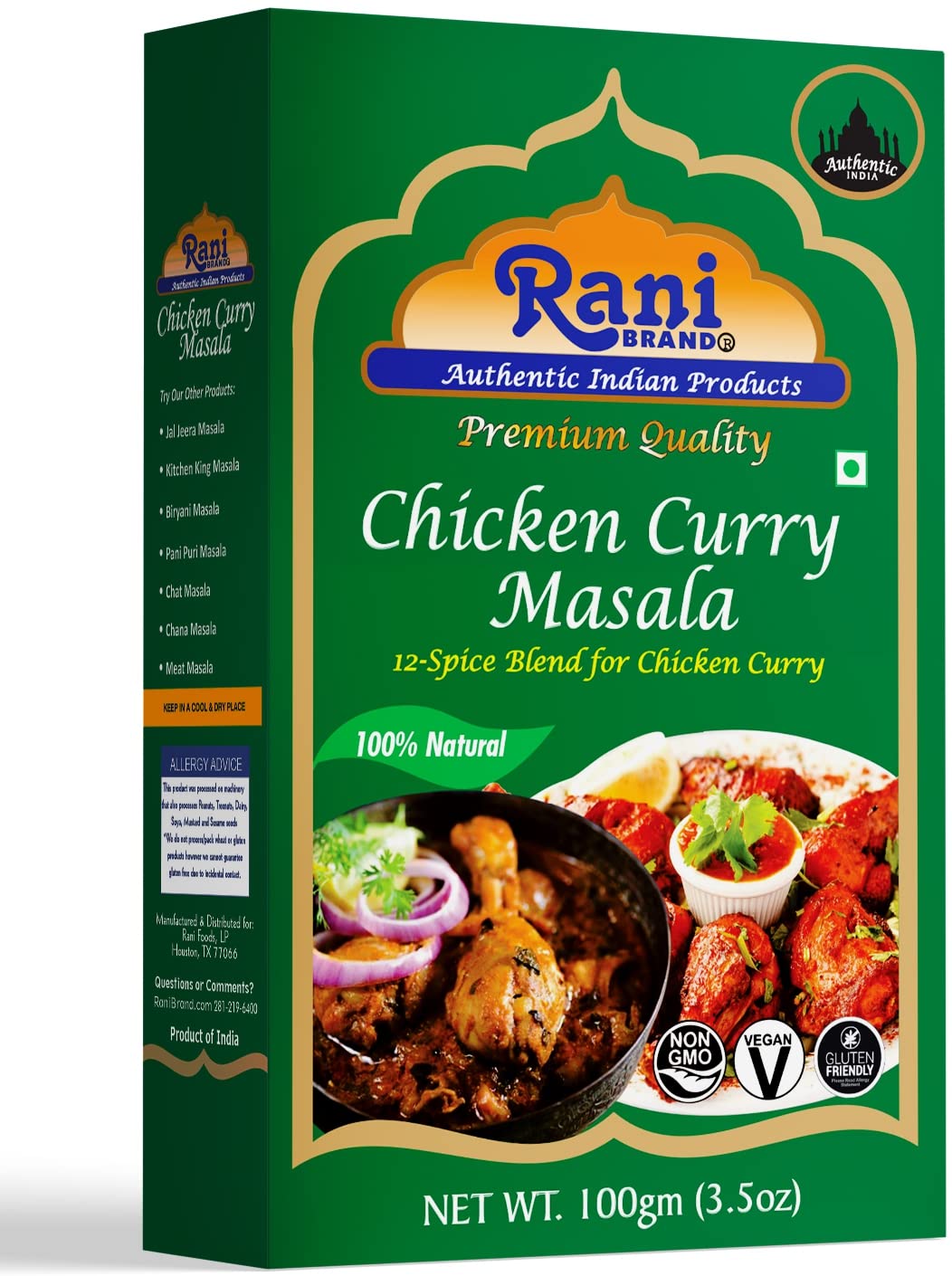 Rani Chicken Curry Masala - All Natural Vegan Spice Blend, 3.5oz, Gluten Friendly, NON-GMO, Indian Origin