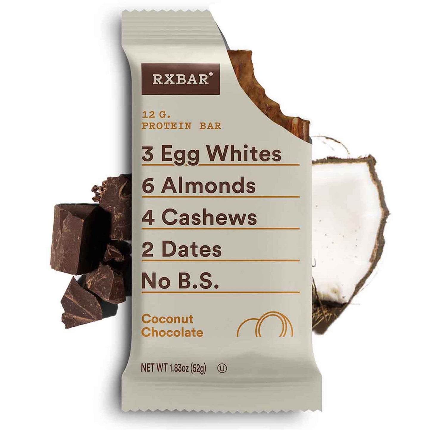 RXBAR Protein Bars  12g Protein  Gluten Free Snacks  Coconut Chocolate (6 Boxes  30 Bars)