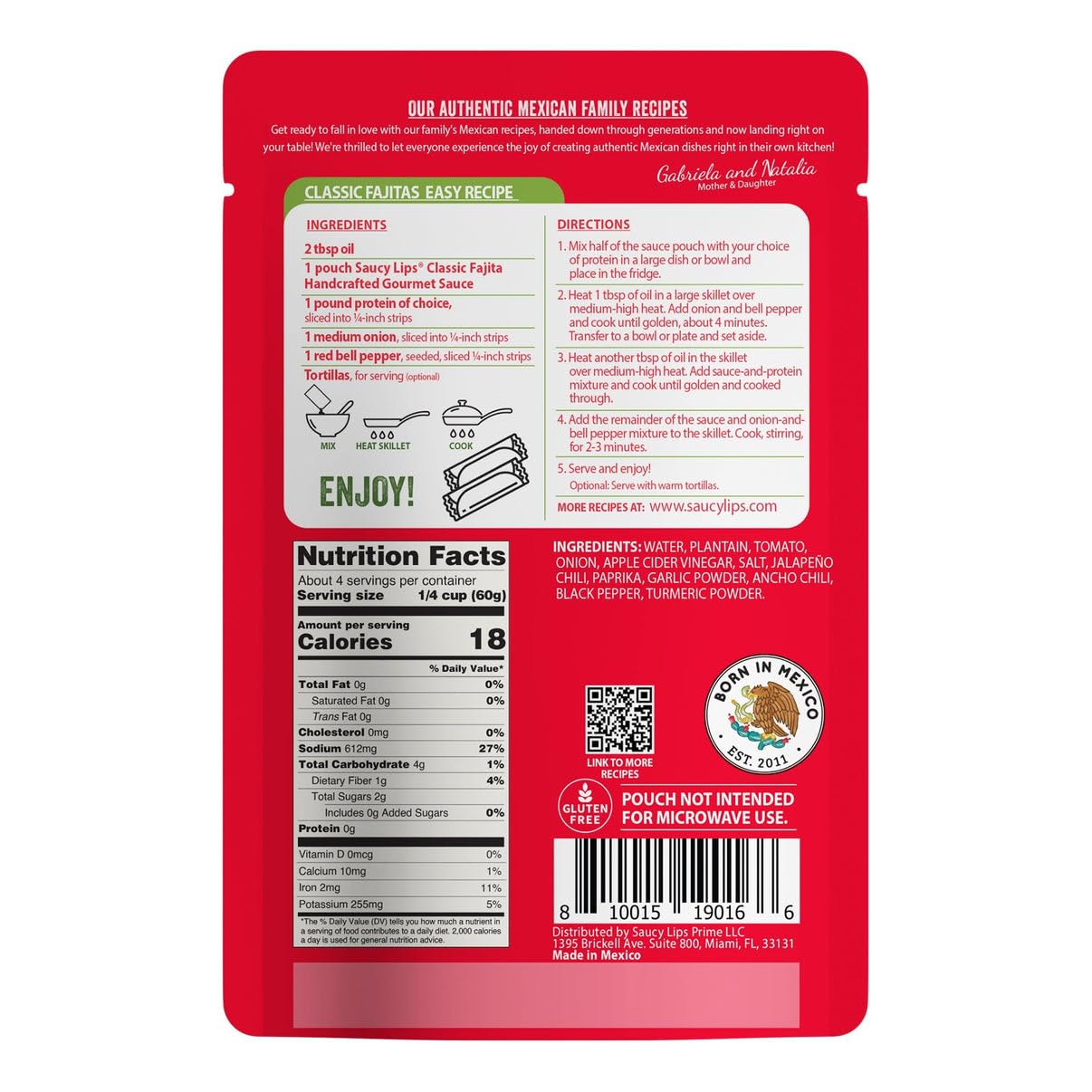 SAUCY CLASSIC FAJITA SCE ( 6 X 8 OZ   )