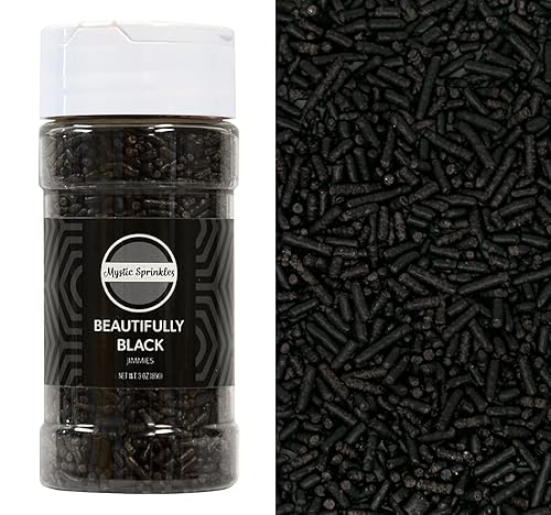 Mystic Sprinkles Solid Color Jimmy Sprinkles (Beautifully Black Jimmies 3Oz)