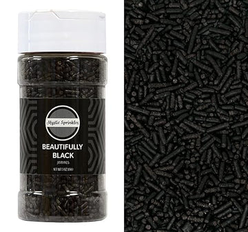 Mystic Sprinkles Solid Color Jimmy Sprinkles (Beautifully Black Jimmies 3Oz)