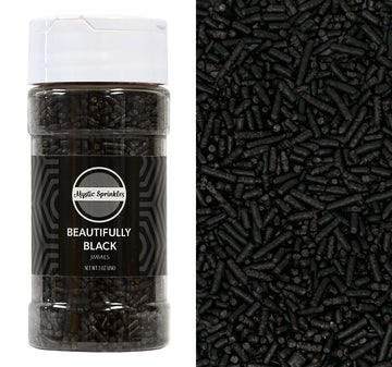 Mystic Sprinkles Solid Color Jimmy Sprinkles (Beautifully Black Jimmies 3Oz)