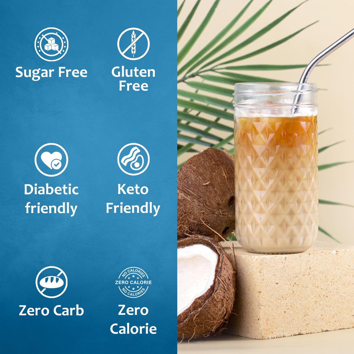 Syruvia Sugar-Free Coconut Syrup - 25.4 Fl Oz Premium Coffee Flavoring Syrup. 0 Calories, Kosher, And Gluten-Free. Ideal For Dri