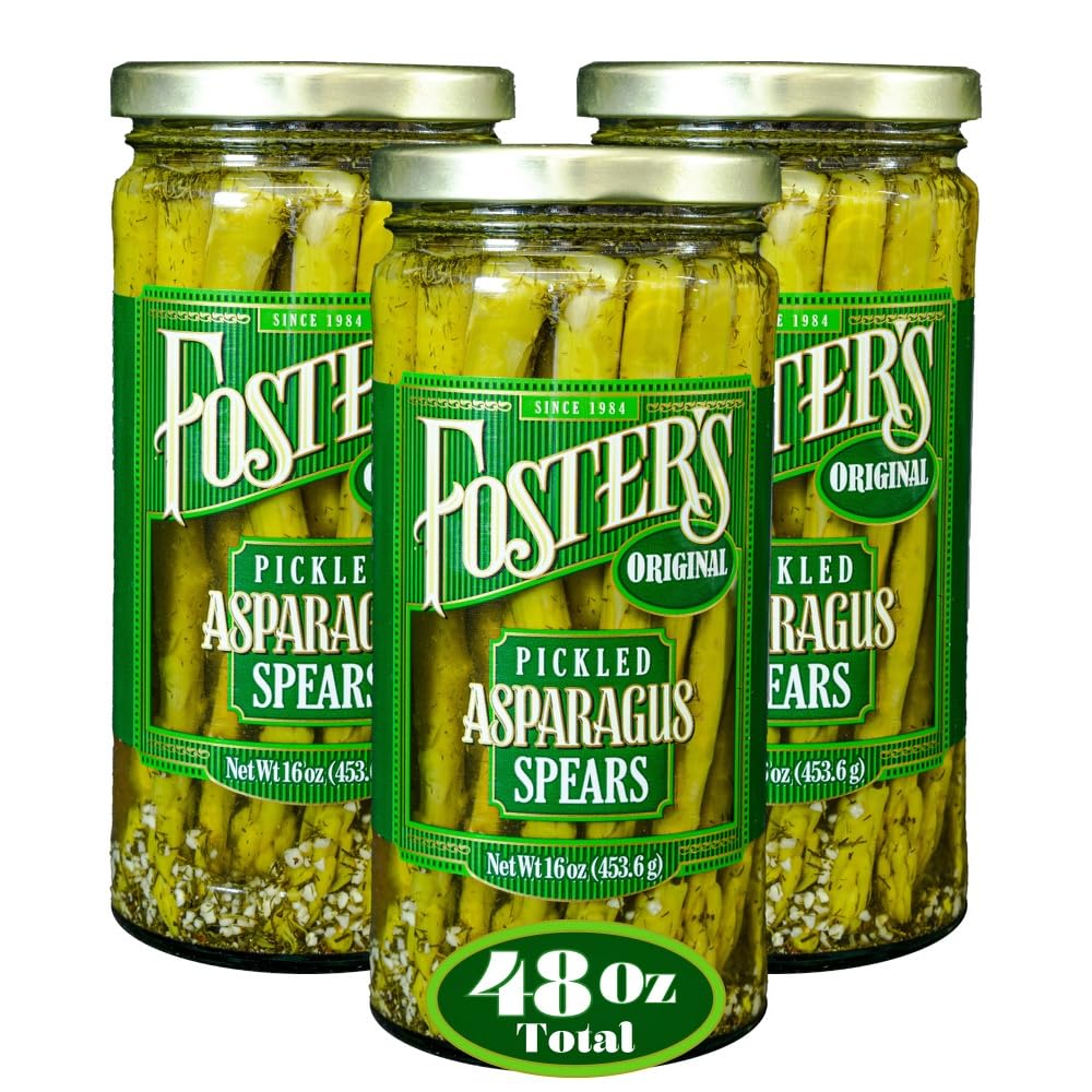 Foster'S Pickled Asparagus- Original- 16Oz (3 Pack) - Pickled Asparagus Spears In A Jar - Traditional Pickled Vegetables Recipe
