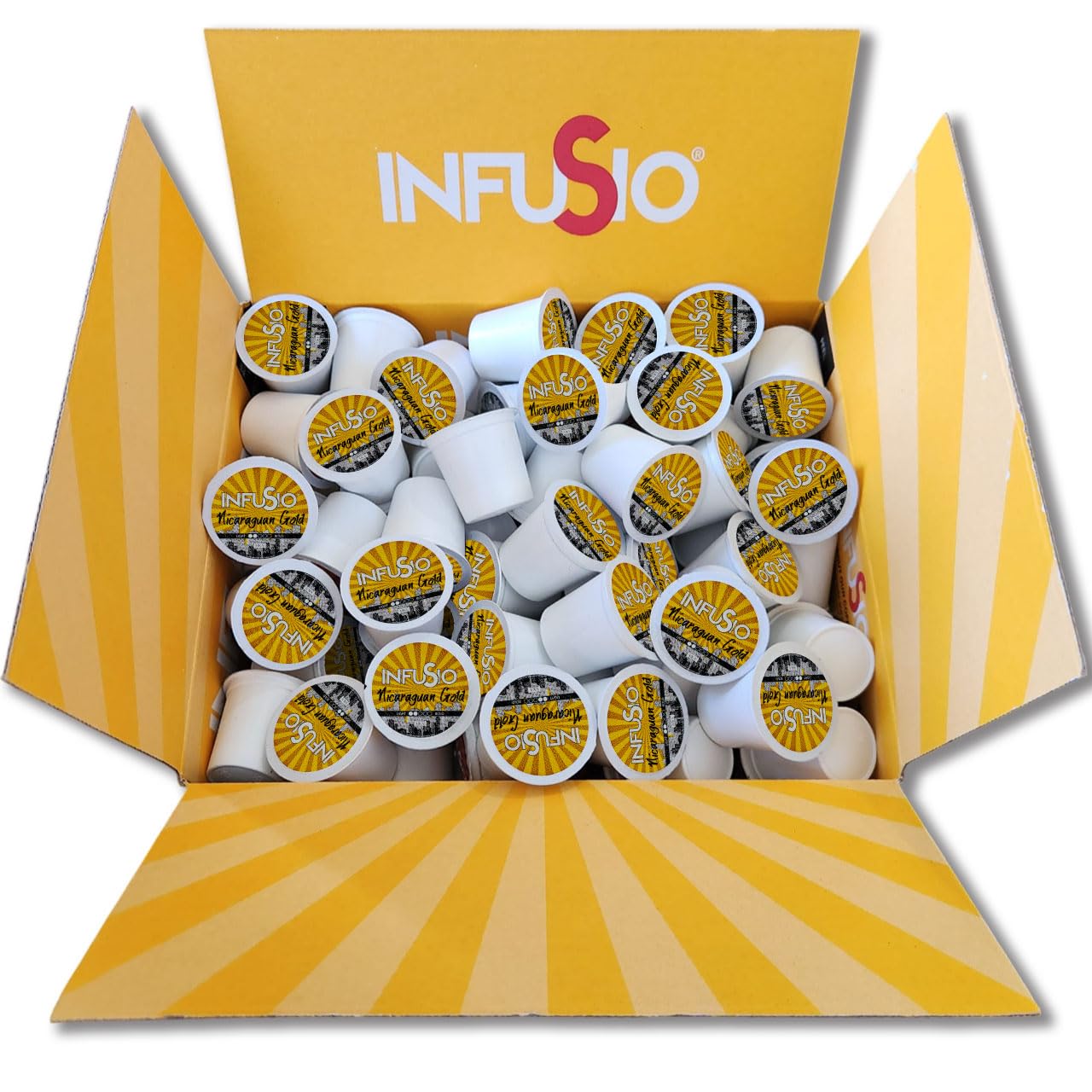 InfuSio Coffee Pods, 96 Count, Nicaraguan Gold, Medium Light Roast, Compatible with Keurig K Cup® malt-inspired