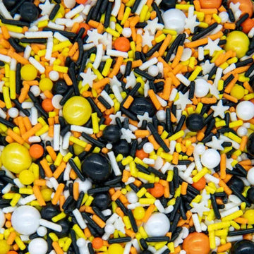 Construction Cake Decorations In Black And Orange Sprinkles - Construction Cake Topper Sprinkles For Cake Decorating, Baking - C