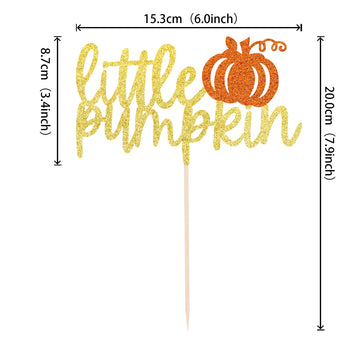 1 Pcs Little Pumpkin Cake Topper Fall Theme Cake Pick Baby Shower Kids Birthday Halloween Thanksgiving Pumpkin Party Decorations