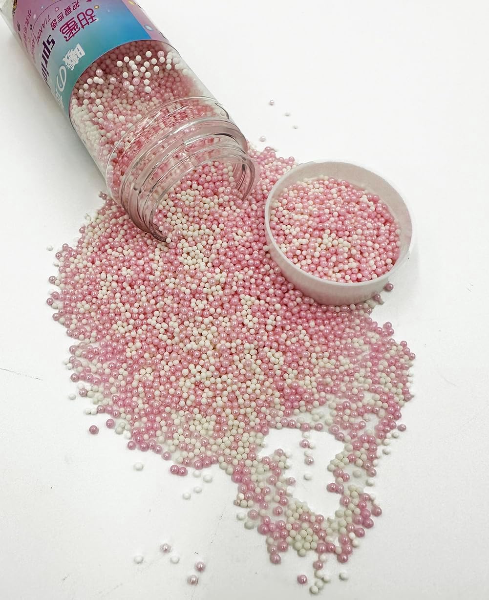 Pink White Sprinkles, 2mm Mini Pearls Ball Valentines, Cake Sprinkles, Gluten Free, Cookies, Chocolate, Fondant, Princess Toppin