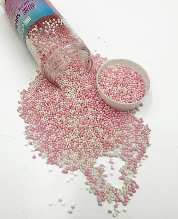 Pink White Sprinkles, 2mm Mini Pearls Ball Valentines, Cake Sprinkles, Gluten Free, Cookies, Chocolate, Fondant, Princess Toppin